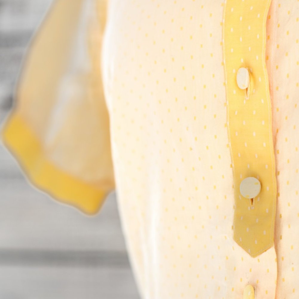 Vintage Lemon Yellow Button Up Blouse